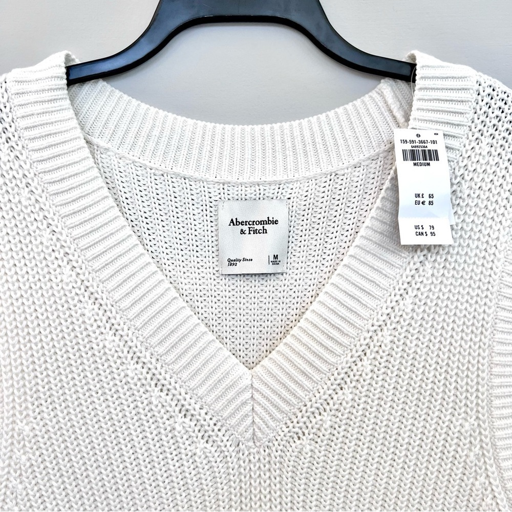 ๐ NWT Abercrombie & Fitch White Sweater Vest Mini Dress or Tunic Size M - Picture 6 of 9